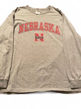Men’s Vintage Nebraska Huskers Gray Long Sleeve Shirt Size L